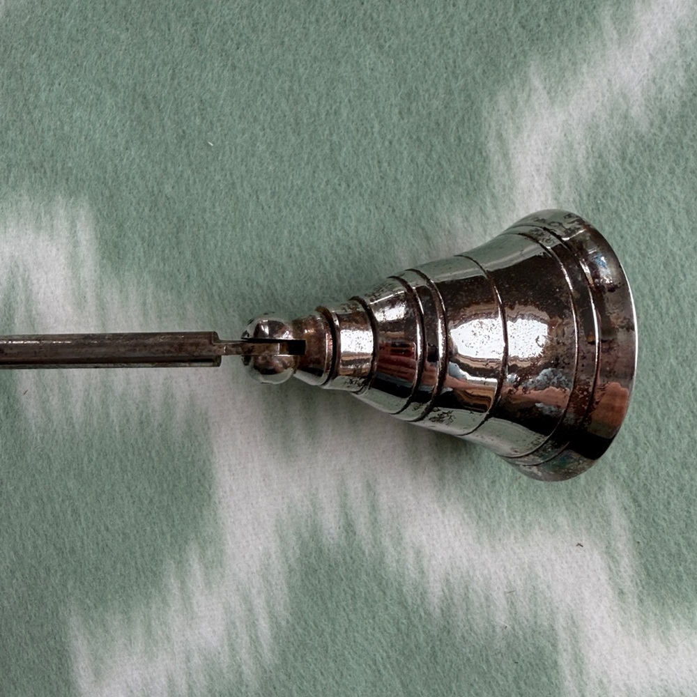 Vintage Silver Candle Snuffer with multi color rhinestone embellishment Handle - Picture 7 of 8